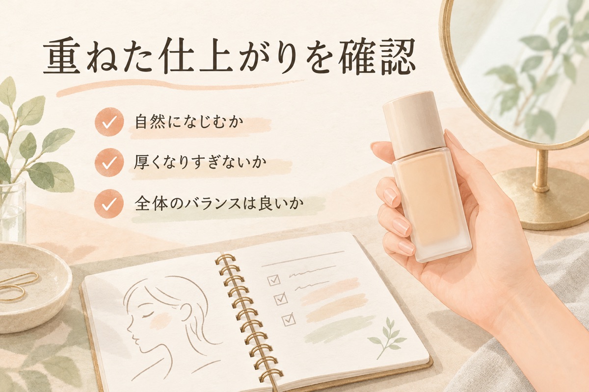 手持ちのファンデーションと重ねた仕上がりを確認するための相談メモのイメージ