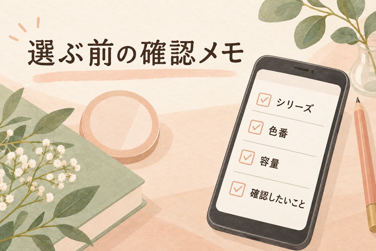シリーズ・色番・容量・確かめたいことをスマートフォンに残す確認メモのイメージ
