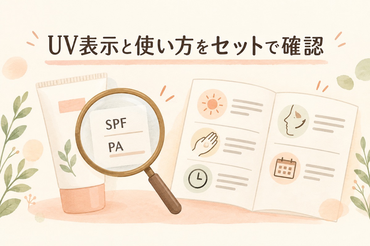 UV表示だけでなく製品の使用方法も一緒に確認するイメージ